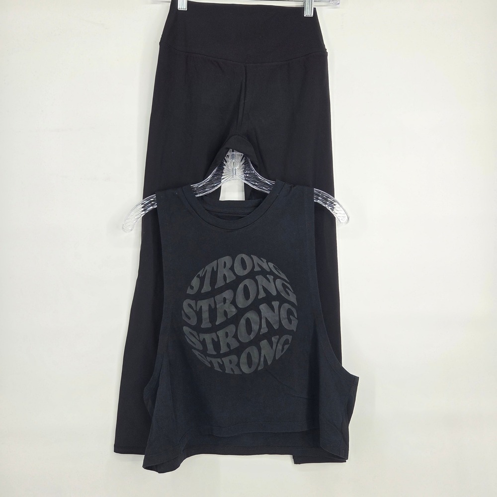 Buffbunny Collection 2 Piece Set Medium Black Strong Tank High Waist Leggings
